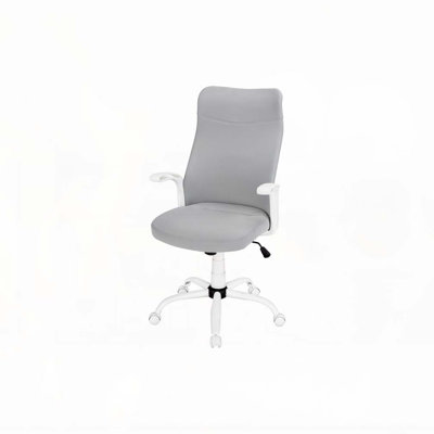 Office Chair,Adjustable Height,Swivel,Ergonomic,Armrests,Computer Desk,Work,Grey Mesh,White Metal,Contemporary,