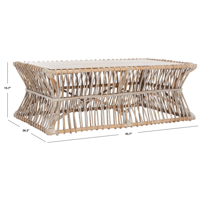 Locke Solid Wood Top Coffee Table, Grey White Wash