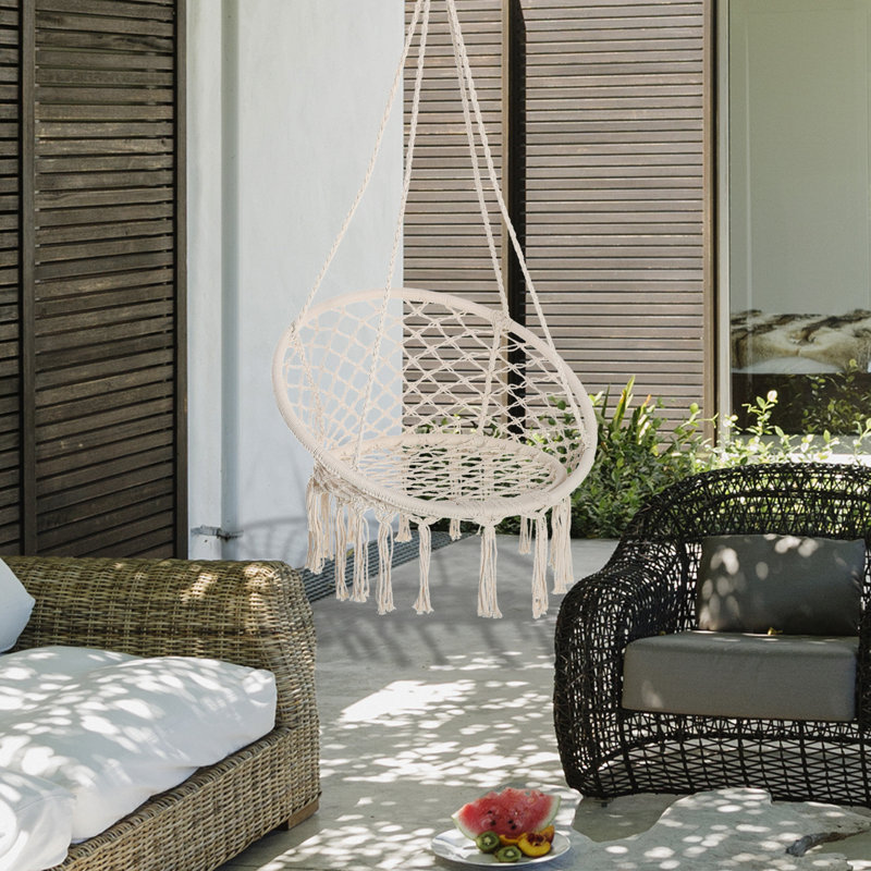 Chaise hamac Madhu, Crème / blanc