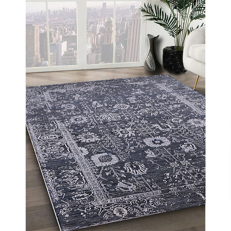 Tapis 100% moderne 2573 de style Mid-Century lavable à la machine, Rond 5 pi