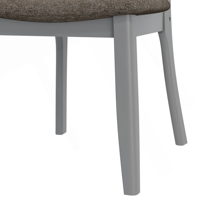 Chaise de salle à manger grise avec pieds en bois massif gris (ensemble de 2)