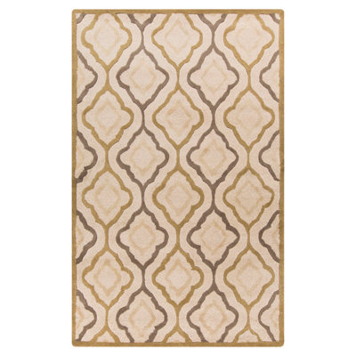 Tapis brun clair / beige touffeté à la main à motif géométrique Modern Classics