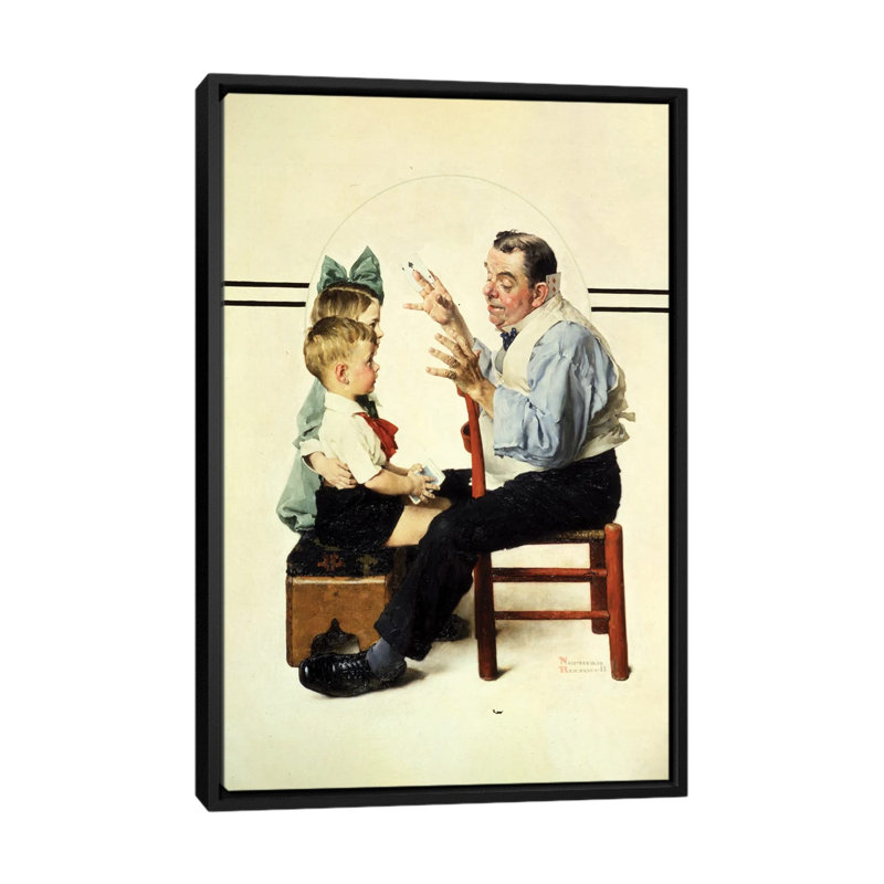 Magician With Two Children by Norman Rockwell - Gallery-Wrapped Canvas Giclée on Canvas, Black