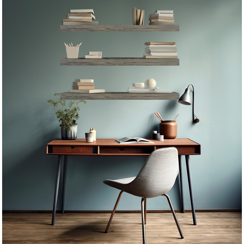 Emerald Lee 3 Piece Oak Floating Shelf, 3" H x 47" W x 5" D