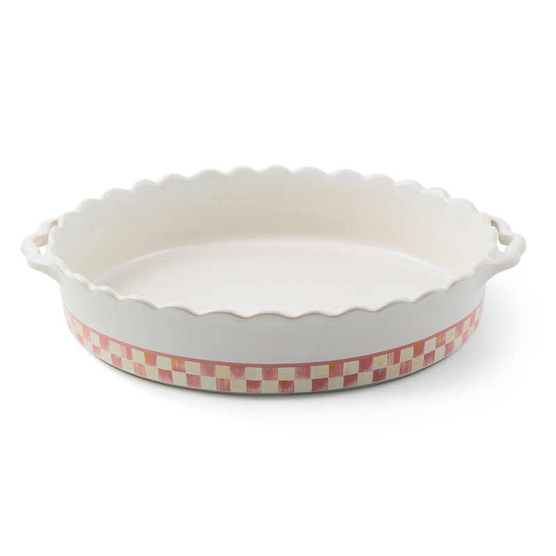 Boulanger ovale Sterling Check Everyday, Blanc / Rose, 16" L x 18" W