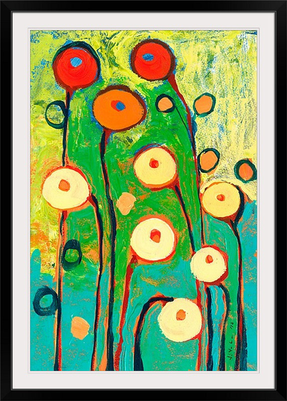 «Nolani Poppy Celebration» - reproduction, H 44 po x l 32 po x P 1 po, Cadre noir