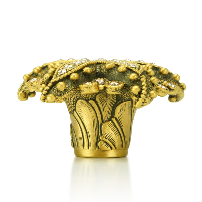SEASIDE KNOB; DECORATED WITH SWAROVSKI®CLEAR CRYSTAL;, Gold