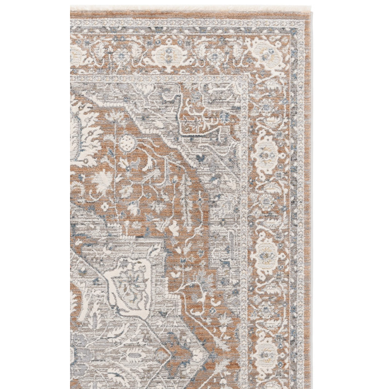 Tapis oriental en polyester Clover 1270, Rouge, Tapis de couloir 2 pi x 8 pi