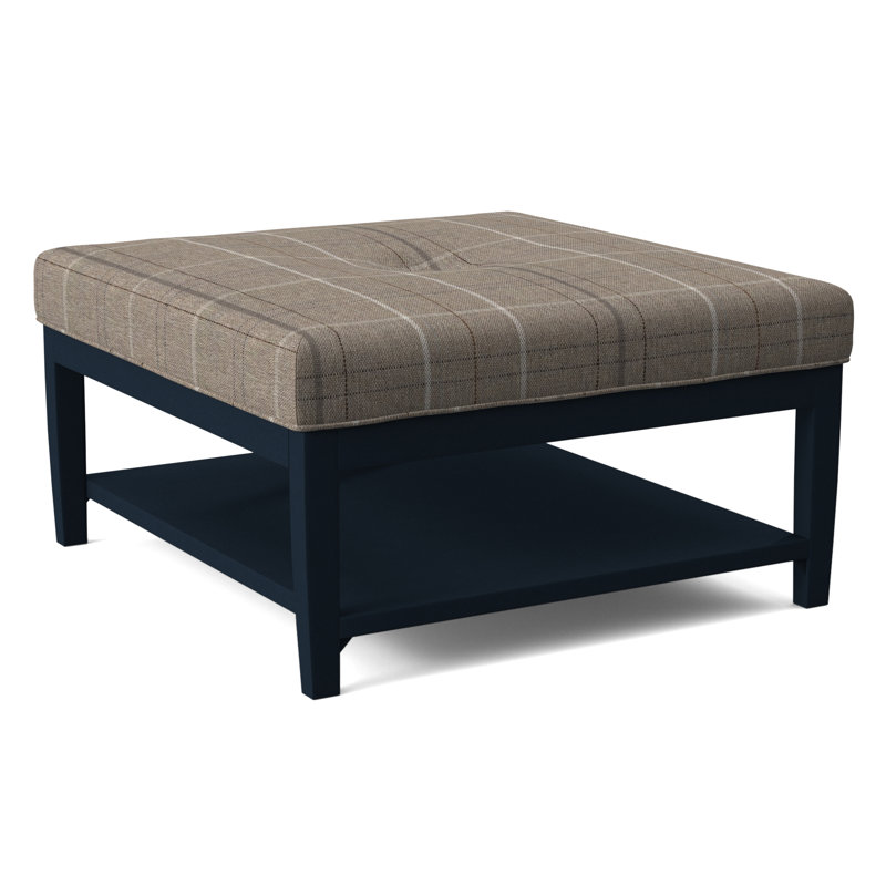 Repose-pieds Hammond avec rangement, Tissu écossais taupe; 0126-73, Minéral