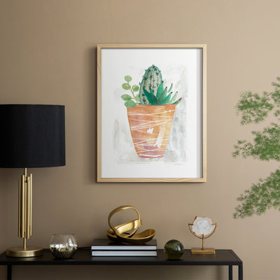 Boho Succulent Framed Print - Solid Wood Winston Porter Frame Color: Red Size: 30" H x 24" W