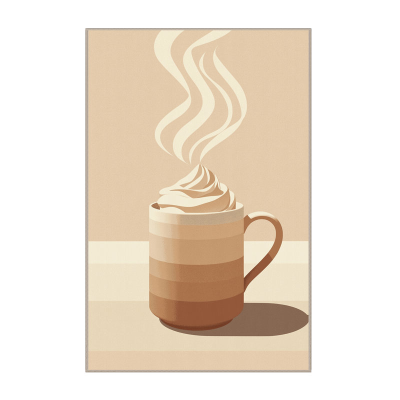 Tapis scandinave chocolat chaud Elkton lavable à la machine - reliure beige, 4 x 6