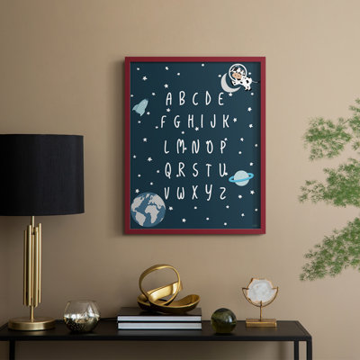 Space Cow Alphabet Framed Print - Solid Wood