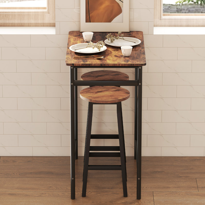 HOMCOM Bar Stools Tall Bar Chairs with Steel Frame Set of 2 Brown