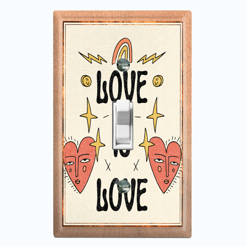 Plaque murale d'interrupteur à bascule Love-Love Hearts Rainbow 1-Gang