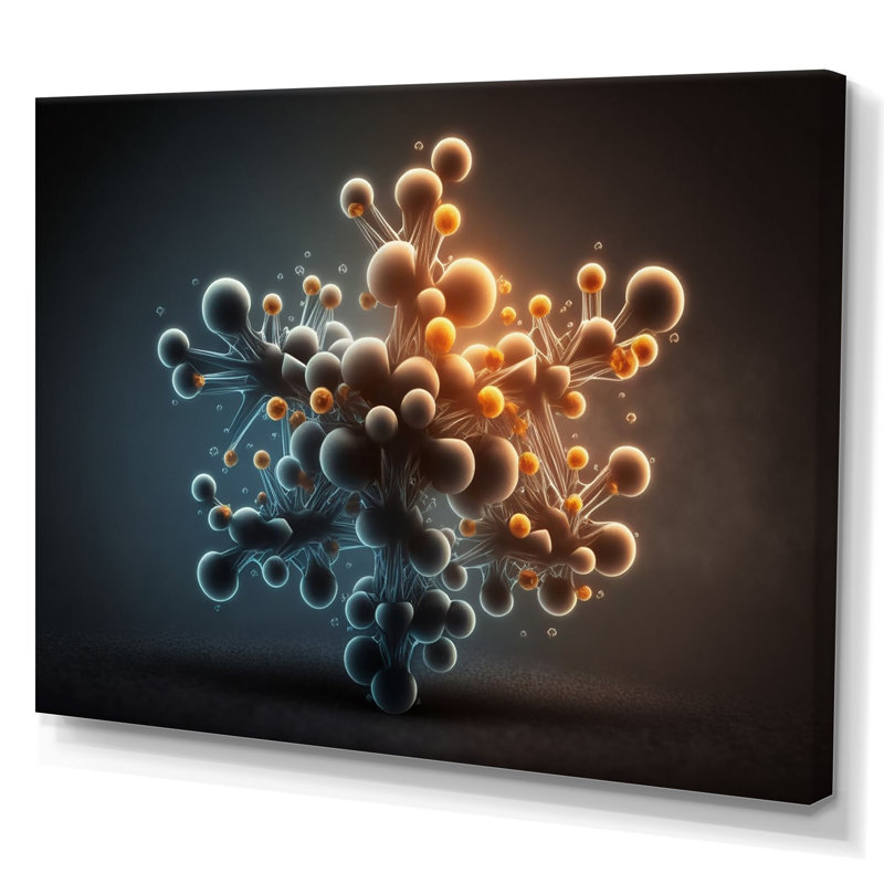 Atome abstrait 3D sur toile, H 24 po x l 32 po x P 1 po, Toile tendue