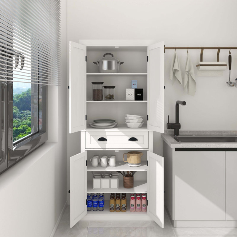 71" Kitchen Pantry Storage Cabinet, Cream