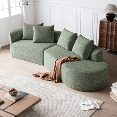 Chenille 4 Seater Oversized Modern Sectional , Curved Cloud Couch With Spacious Seat And Throw Pillows For Bedroom Living Room, , High Resilience Foam
