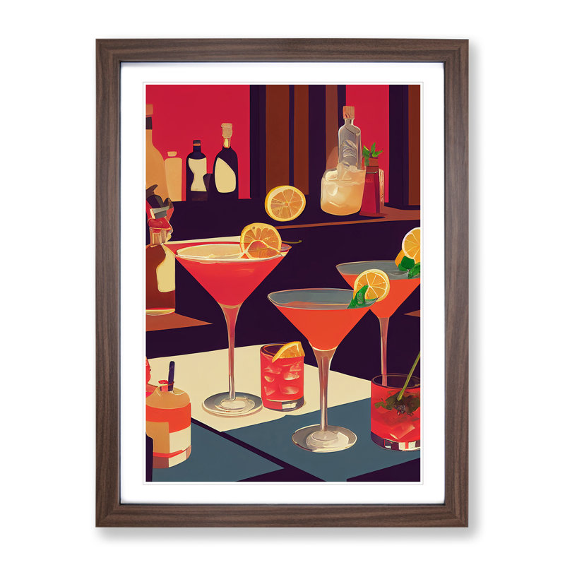Selection Of Cocktails No.1 - Framed Print, 64cm H x 46cm W x 2cm D, Brown Framed
