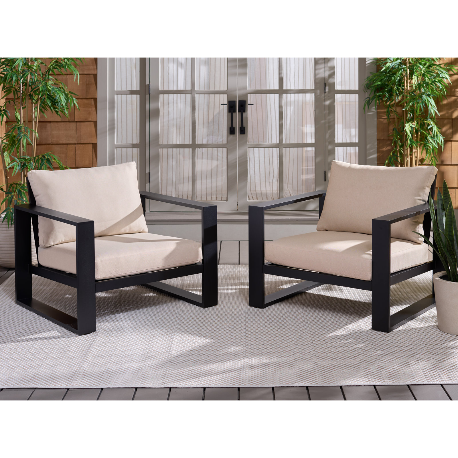 Dwyer Aluminum Outdoor Lounge Chairs, Black