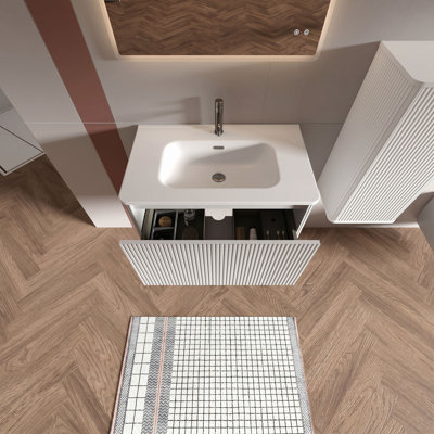 Meuble-lavabo mural simple pré-assemblé avec comptoir avec trop-plein 30 po Hannemarie