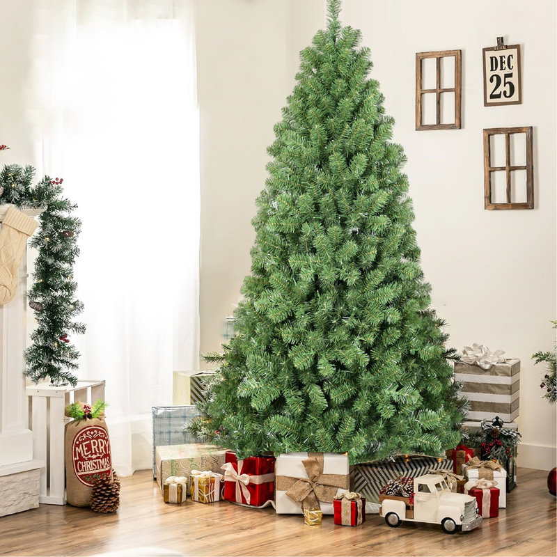 Arbre de Noël 7,5 pi avec 1200 pointes, arbre artificiel à charnière, fil à mémoire pour une installation facile, fil de décoration d'intérieur festif, pointes à assembler rapidement et sans effort