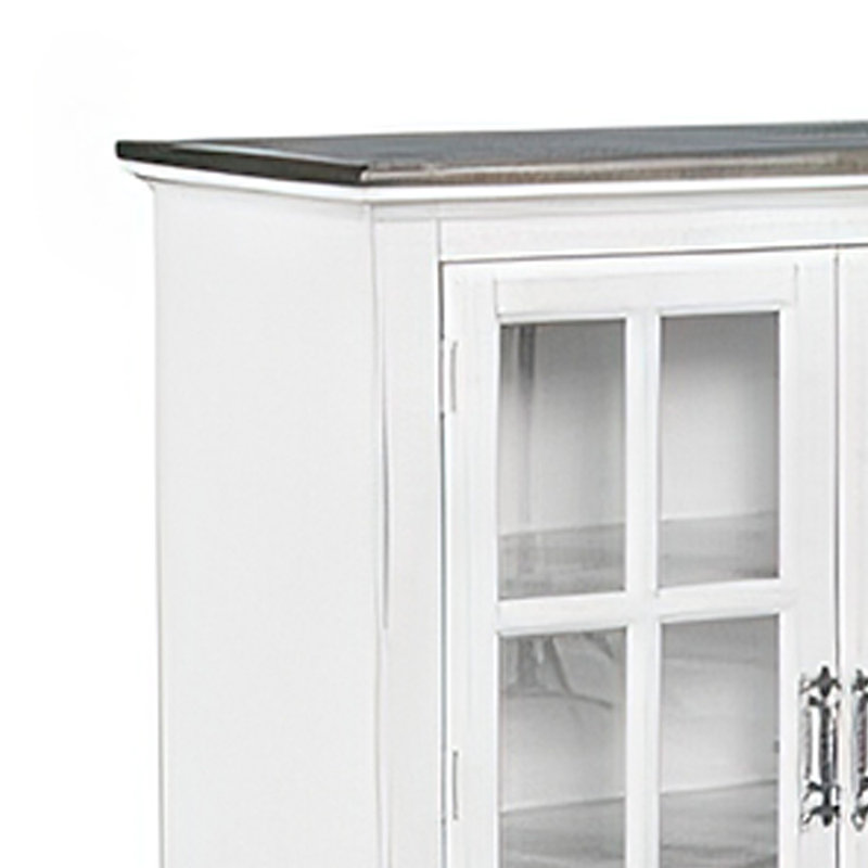 Buffet console Orso, armoire 2 portes doubles, blanc, brun