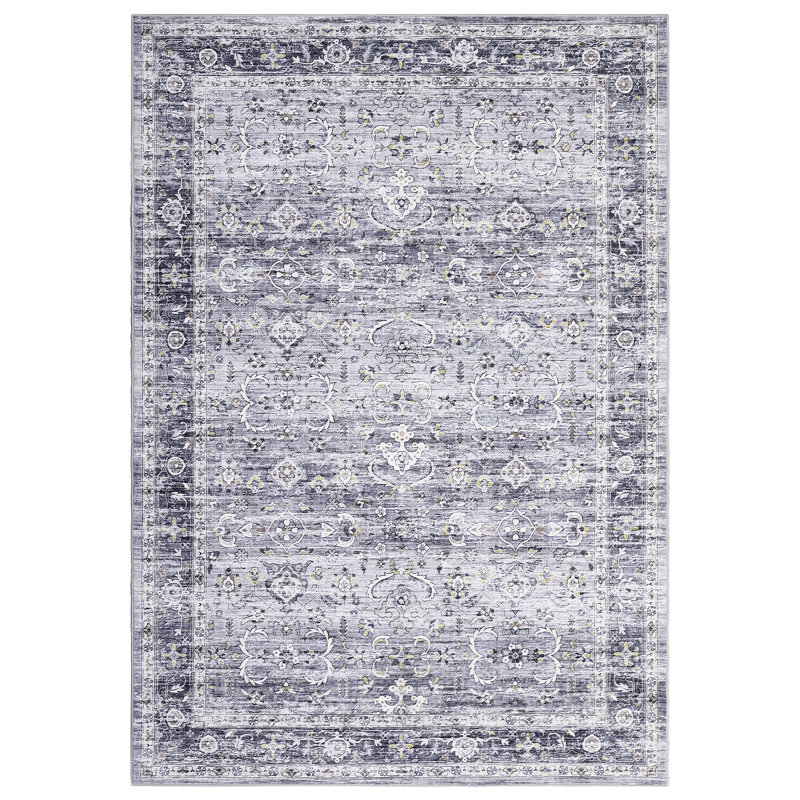 Oriental Machine Washable Rug with Rubber Backing for Living Room Vintage Non-Slip Dining Room Rug Easy-Cleaning Floor Carpet for Bedroom