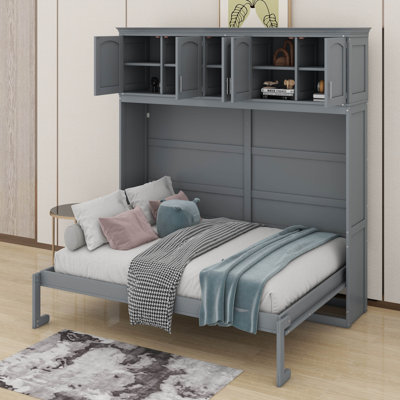 Lit escamotable double avec armoires supérieures