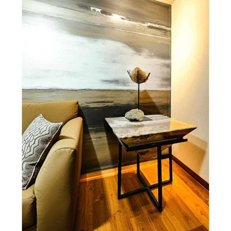 Table d'appoint 24 x 24 en pierre onyx avec motif pyramide