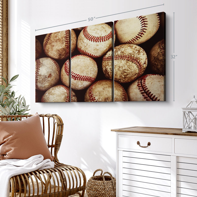 «Baseball» sur toile, H 32 po x l 50 po x P 1,25 po
