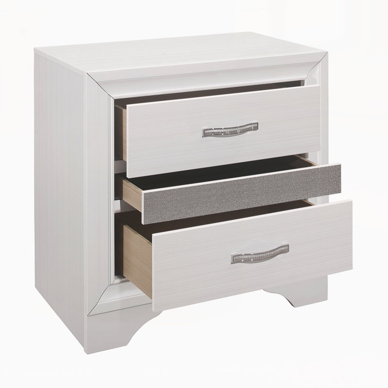 Table de chevet moderne avec tiroirs, Blanc