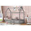 Lit simple en bois avec clôture et porte-302586807