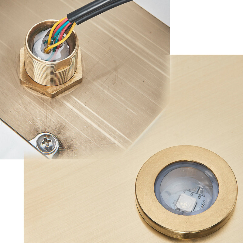 Pomme de douche à pluie fixe 2,5 GPM GPM avec autonettoyant, Or brossé