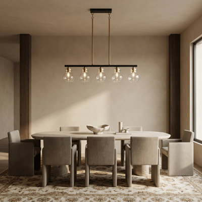 5 - Light Dimmable Shaded Linear Chandelier