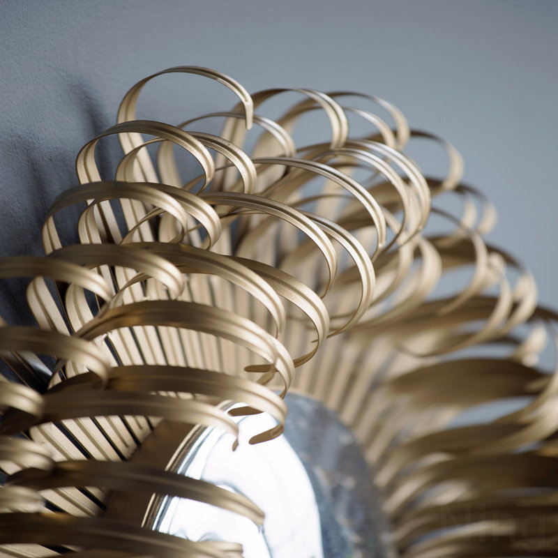 Miroir décoratif rétro en métal doré pour une chambre à coucher, un vestiaire, un couloir ou un espace de vie
