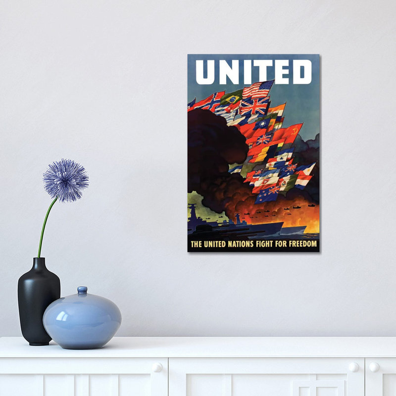 WWII Poster The United Nations Fight For Freedom by Stocktrek Images - Wrapped Canvas Print, 30.48 cm H x 45.72 cm W