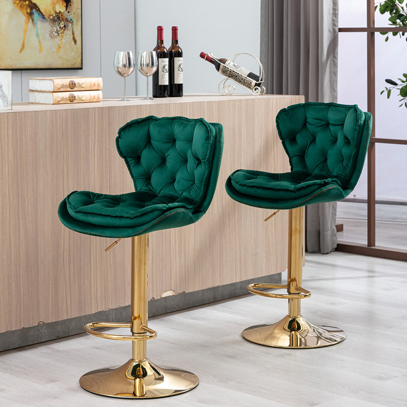 Tabourets de bar rembourrés (ensemble de 2), Vert