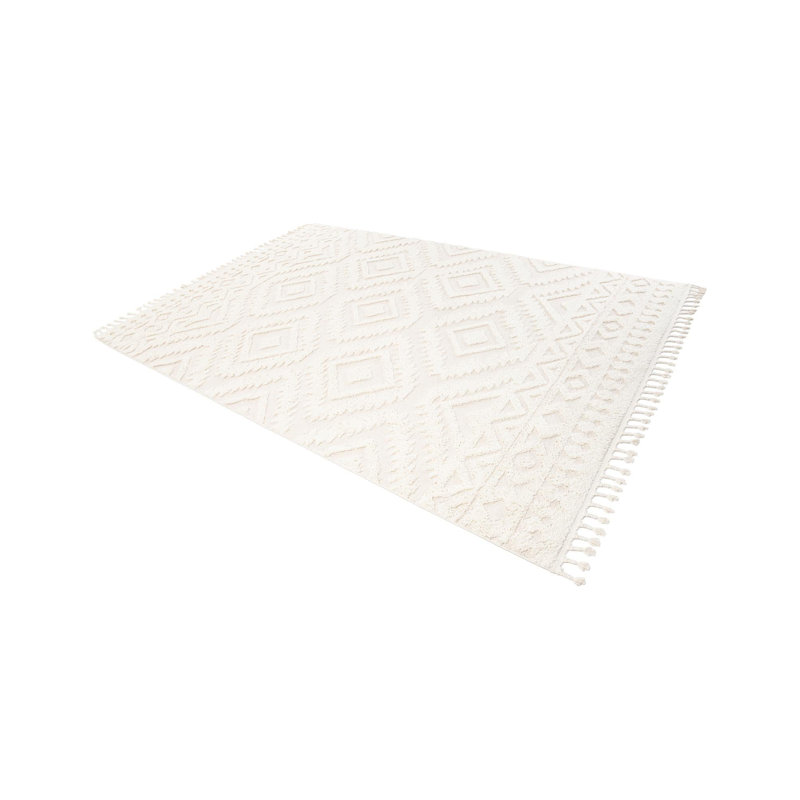 Tapis ivoire en polyester tissé à la machine Jennylynn, Rectangle 7'1" x 10'