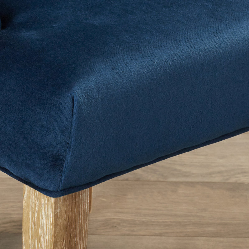Baumgarten 49.53cm H Upholstered Side Chair, Light Wood, Navy