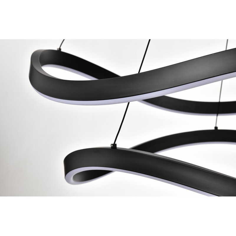 Luminaire suspendu à DEL Sylas, H 8,4 po x l 37,4 po x P 37,4 po, Noir mat