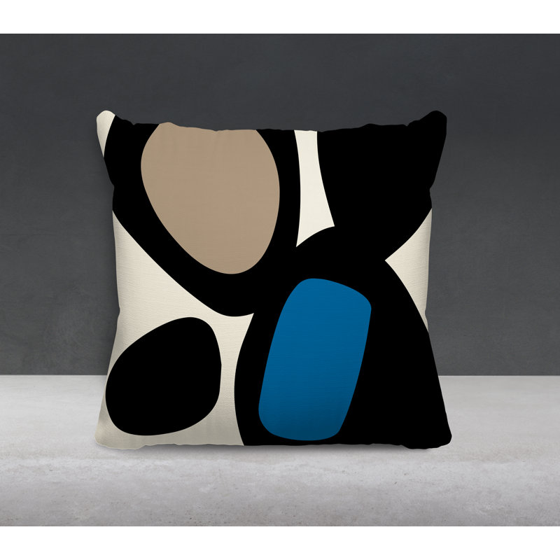 Lara Abstract Outdoor Reversible Throw Pillow, 19" x 19", Turquoise/Off White