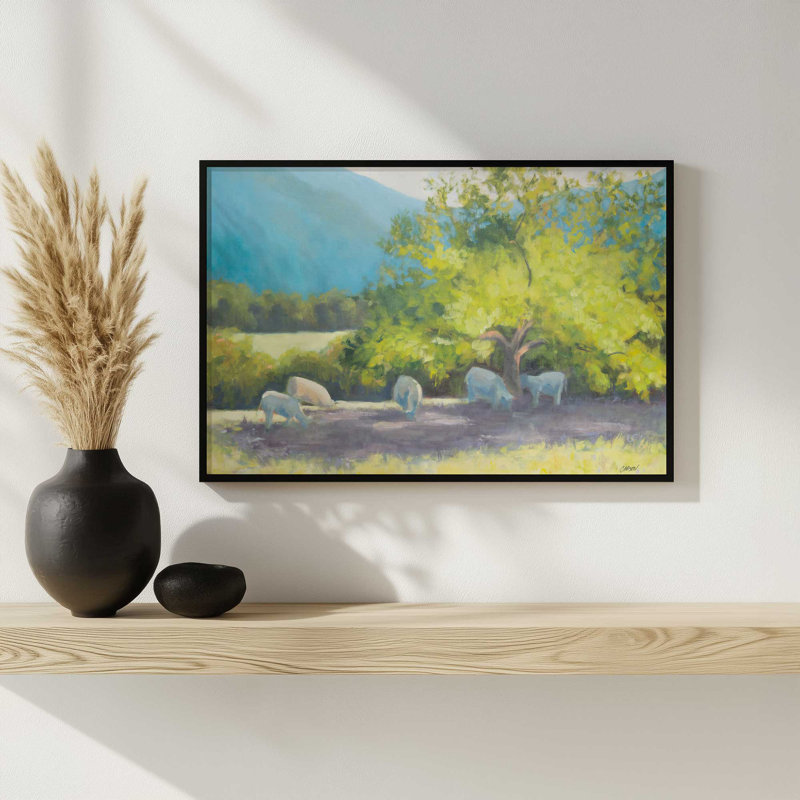 «Blue Ridge Cows Grazing» par Carson Overs passer, reproduction d'art, H 12 po x l 16 po, Doré