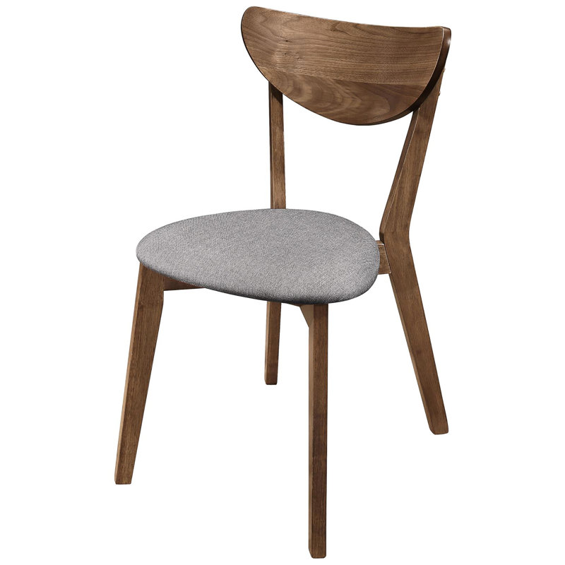 2 chaises de salle à manger rembourrées en noyer naturel et gris - style Mid-Century avec sièges