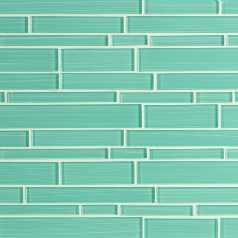 Carreau de mosaïque linéaire en verre peint à la main de qualité supérieure, Menthe