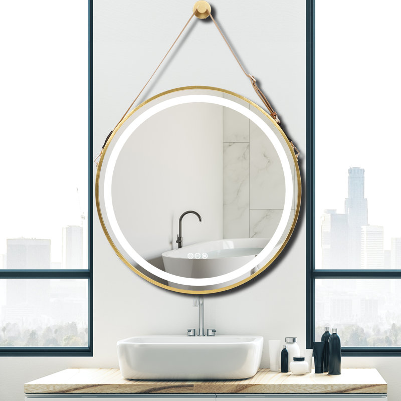 Aileena Metal Wall Mirror, 23.6" x 23.6", Gold