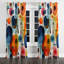 Taureau à motif géométrique coloré de style Mid-Century Taurus I - rideau à œillets occultant moderne - 1 panneau-731882856-731176346