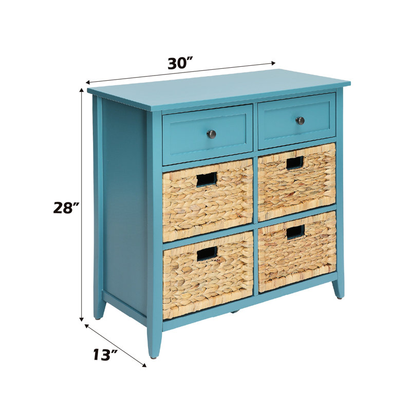 Console sarcelle avec tiroirs Arine - Ampli rustique et fonctionnel pour rehausser votre décor, Bleu sarcelle / naturel