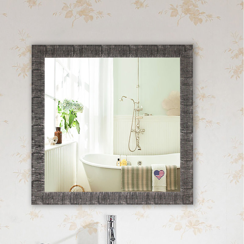 Swithun Wood Flat Wall Mirror, 15.5" H x 15.5" W, Silver