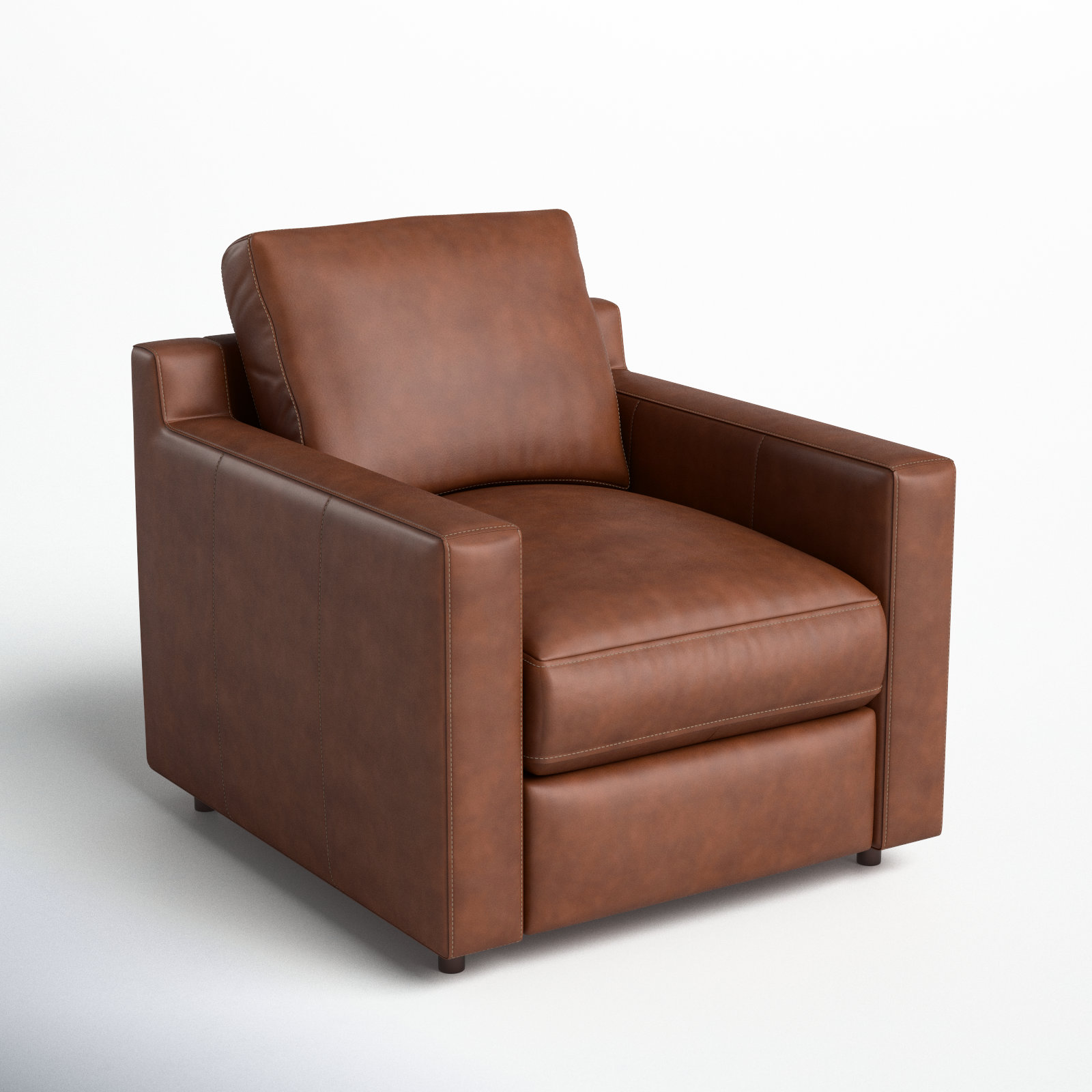 Belgrade Genuine Leather Club Chair, Vintage Brown Top Grain Genuine Leather