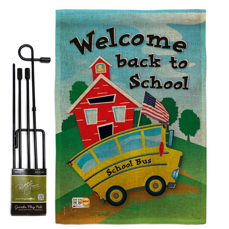 Ensemble de drapeaux scolaire en polyester 18,5 x 13 po, Double toile de jute